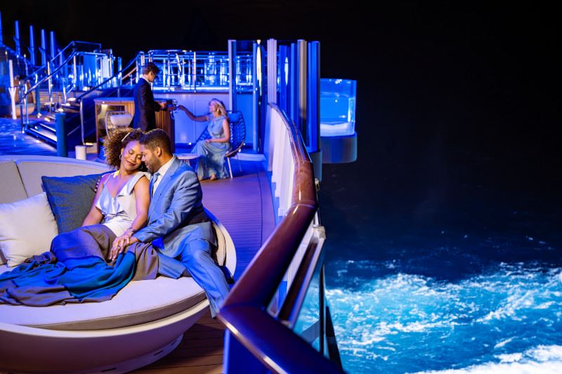couple on deck at night