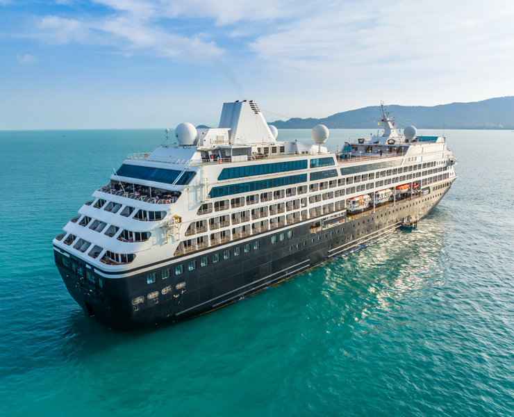 cruise ship sailing on the ocean